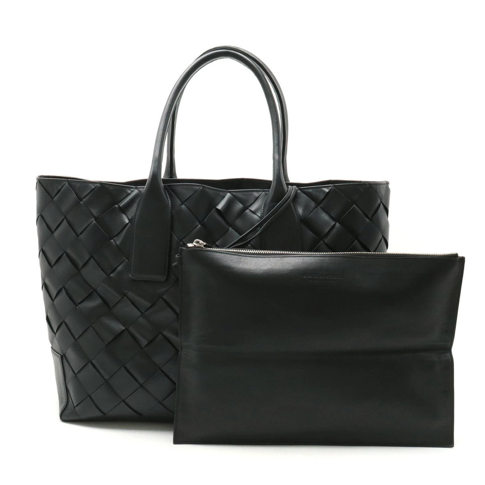 BOTTEGA VENETA Maxi Intrecciato Tote Bag Shoulder Leather Black